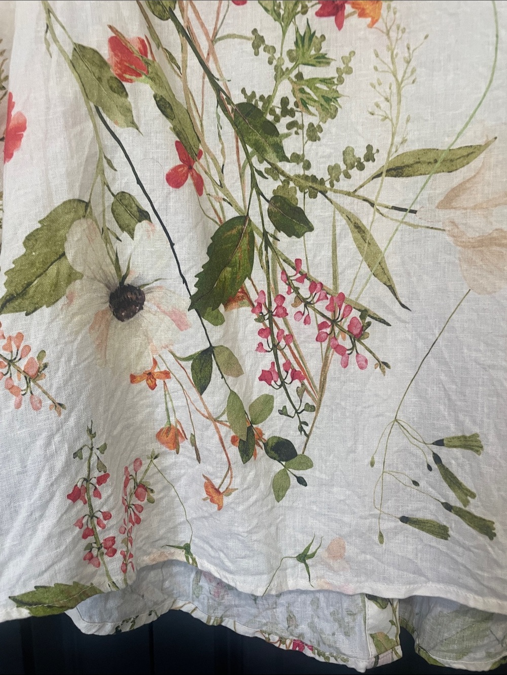 H&M Linen Blend Floral Button-Front Blouse with Pink & Green Accents - Picture 8 of 8